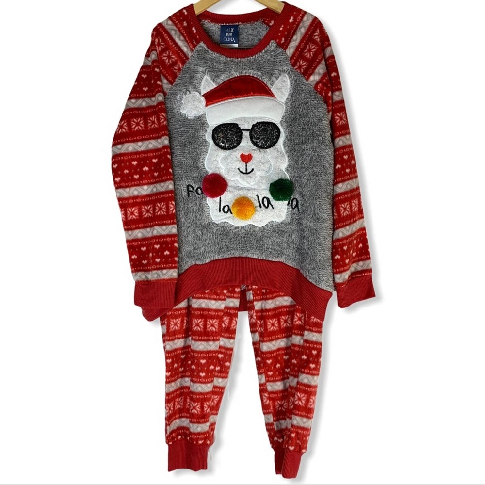 Max & Olivia fleece holiday fair isle sheep PJs Large‎